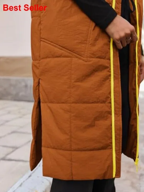 Long Quilted Puffer Vest Lightweight Sleeveless Packable Coat - Picture 2 of 5